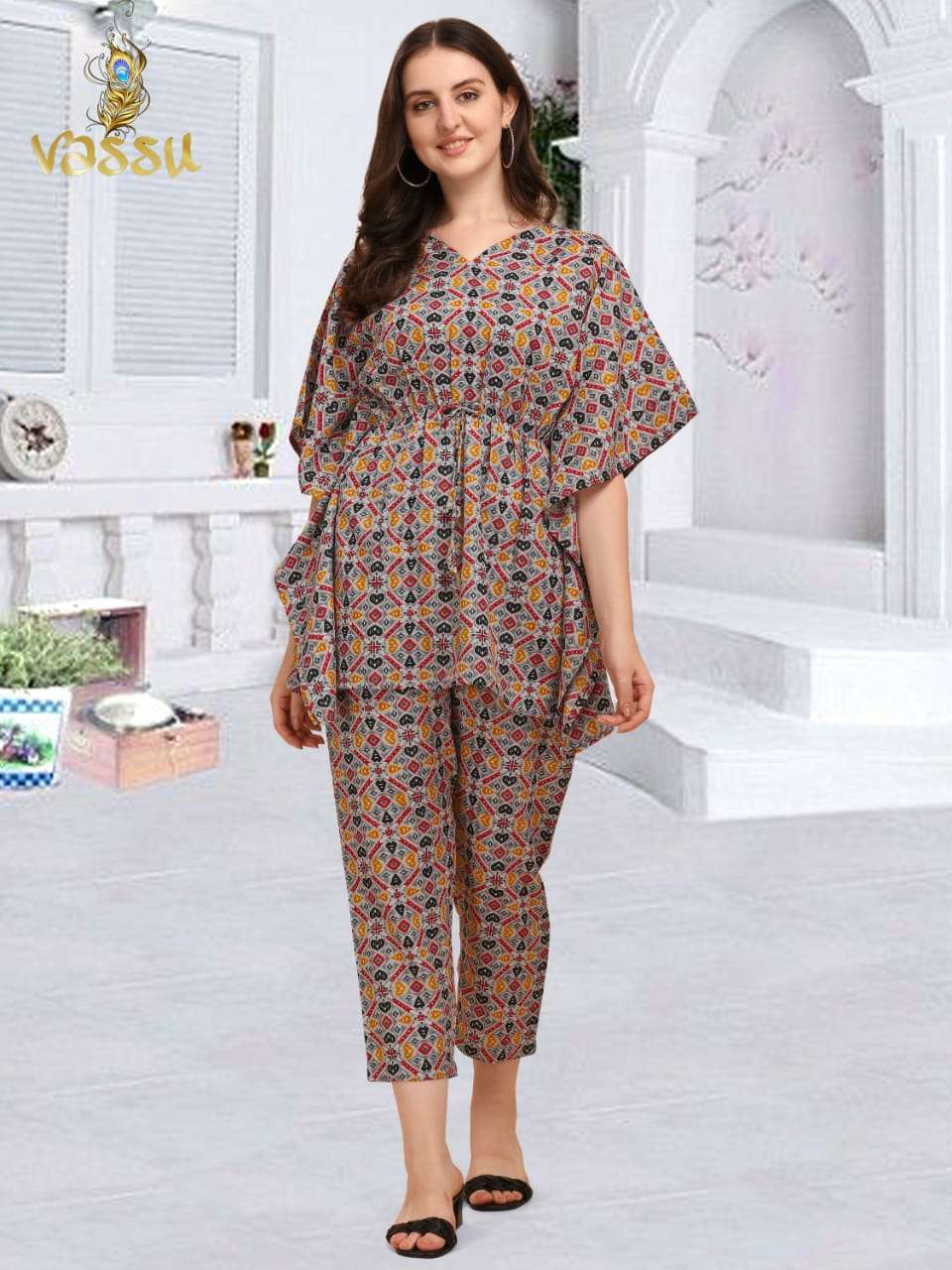 KAFTAN FASHION VOL-1 BY VASSU 01 TO 05 SERIES DESIGNER WEAR COLLECTION BEAUTIFUL STYLISH FANCY COLORFUL PARTY WEAR & OCCASIONAL WEAR COTTON KAFTAN WITH BOTTOM AT WHOLESALE PRICE