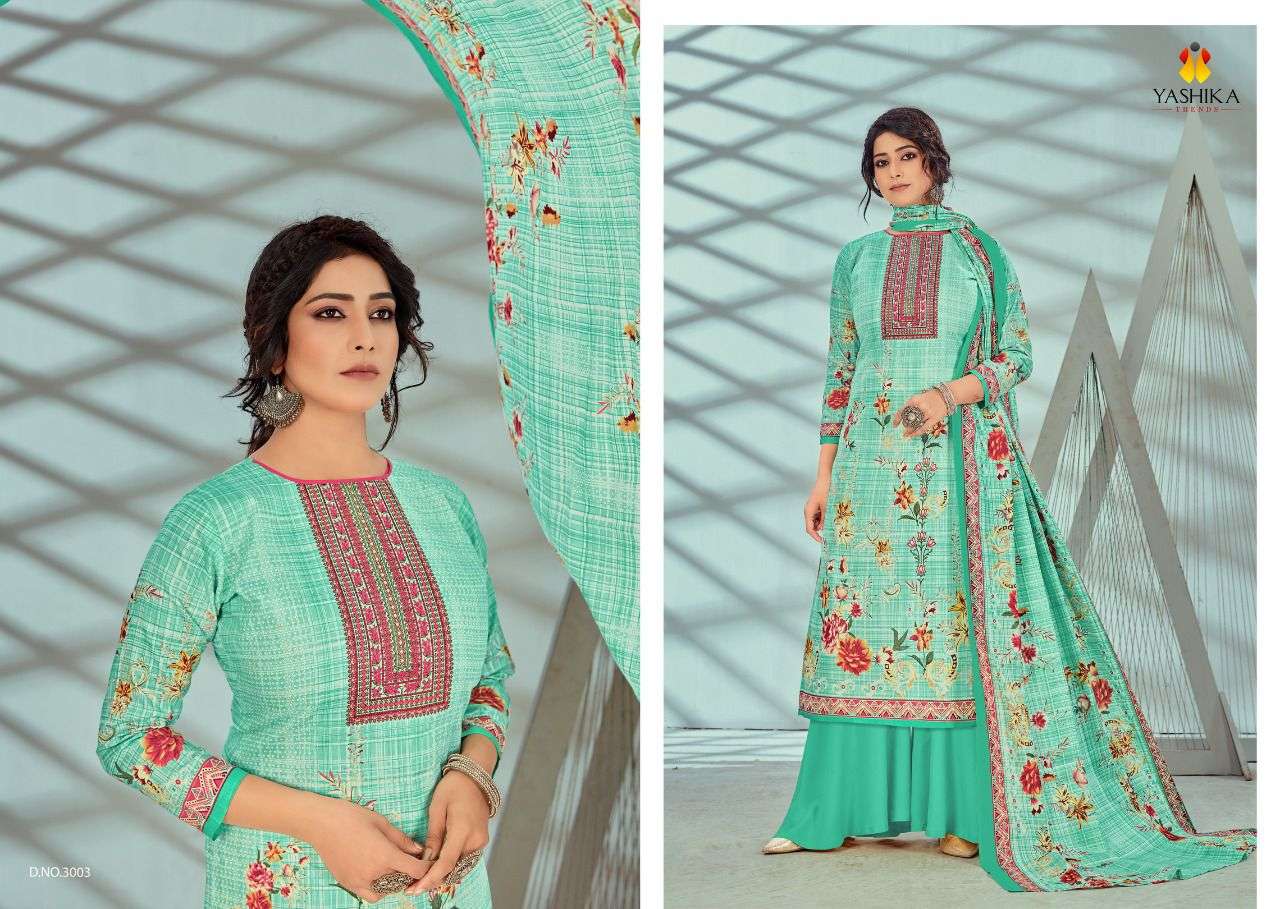 ZULFFAT VOL-3 BY YASHIKA TRENDS 3001 TO 3010 SERIES BEAUTIFUL STYLISH SUITS FANCY COLORFUL CASUAL WEAR & ETHNIC WEAR & READY TO WEAR PURE CAMBRIC PRINTED DRESSES AT WHOLESALE PRICE