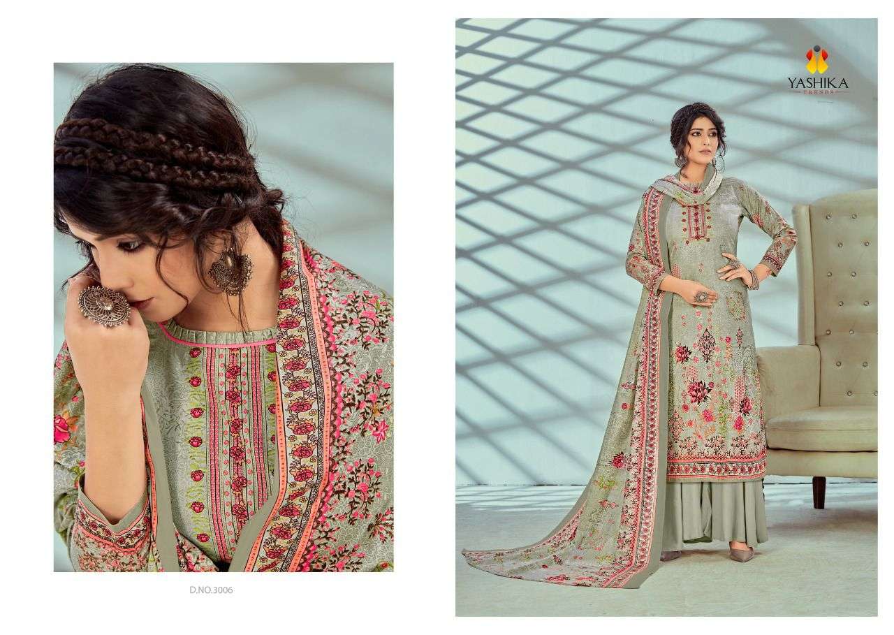 ZULFFAT VOL-3 BY YASHIKA TRENDS 3001 TO 3010 SERIES BEAUTIFUL STYLISH SUITS FANCY COLORFUL CASUAL WEAR & ETHNIC WEAR & READY TO WEAR PURE CAMBRIC PRINTED DRESSES AT WHOLESALE PRICE