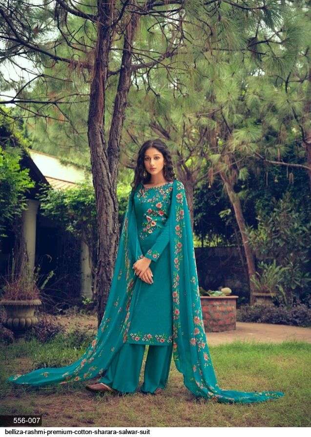 RASHMI BY BELLIZA 556-001 TO 556-010 SERIES BEAUTIFUL SUITS COLORFUL STYLISH FANCY CASUAL WEAR & ETHNIC WEAR PURE COTTON DIGITAL PRINT DRESSES AT WHOLESALE PRICE