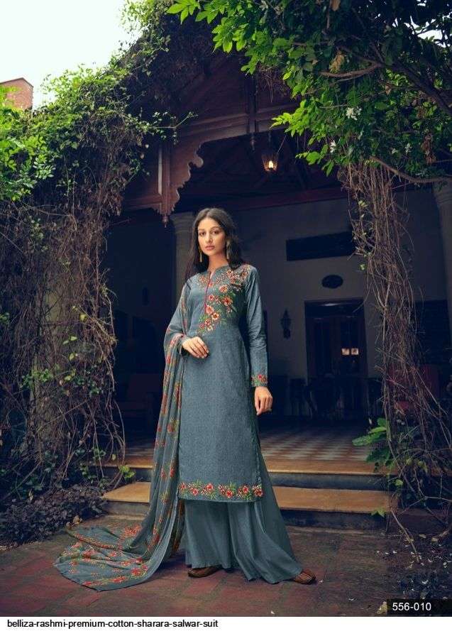 RASHMI BY BELLIZA 556-001 TO 556-010 SERIES BEAUTIFUL SUITS COLORFUL STYLISH FANCY CASUAL WEAR & ETHNIC WEAR PURE COTTON DIGITAL PRINT DRESSES AT WHOLESALE PRICE