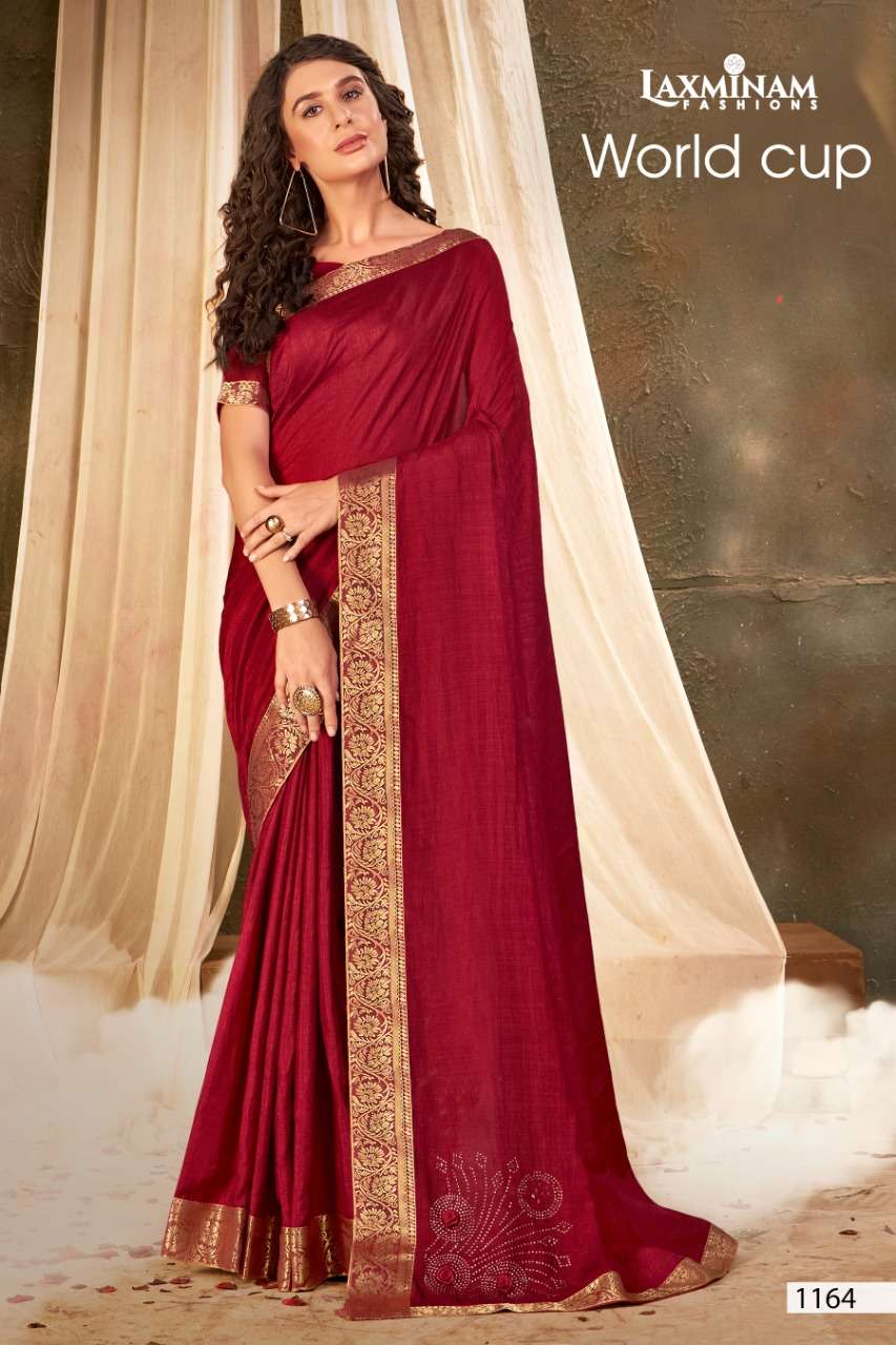 WORLD CUP BY LAXINAM 1161 TO 1168 SERIES INDIAN TRADITIONAL WEAR COLLECTION BEAUTIFUL STYLISH FANCY COLORFUL PARTY WEAR & OCCASIONAL WEAR FANCY SAREES AT WHOLESALE PRICE