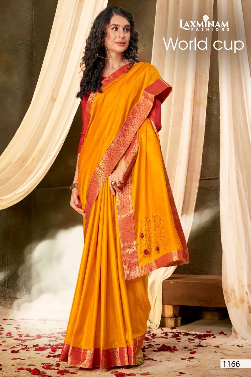 WORLD CUP BY LAXINAM 1161 TO 1168 SERIES INDIAN TRADITIONAL WEAR COLLECTION BEAUTIFUL STYLISH FANCY COLORFUL PARTY WEAR & OCCASIONAL WEAR FANCY SAREES AT WHOLESALE PRICE