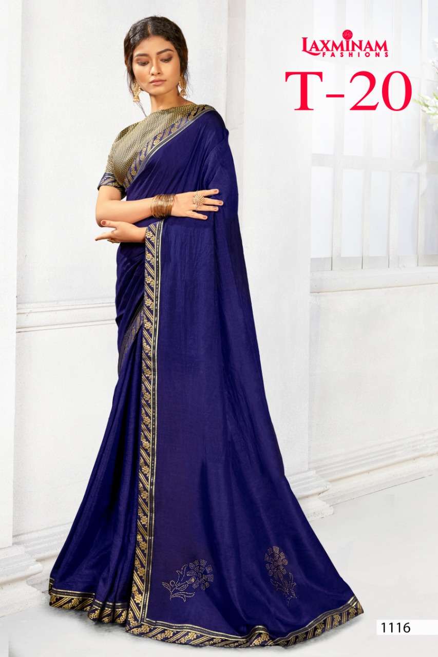 T-20 BY LAXINAM 1113 TO 1120 SERIES INDIAN TRADITIONAL WEAR COLLECTION BEAUTIFUL STYLISH FANCY COLORFUL PARTY WEAR & OCCASIONAL WEAR CHINNON GEORGETTE SAREES AT WHOLESALE PRICE