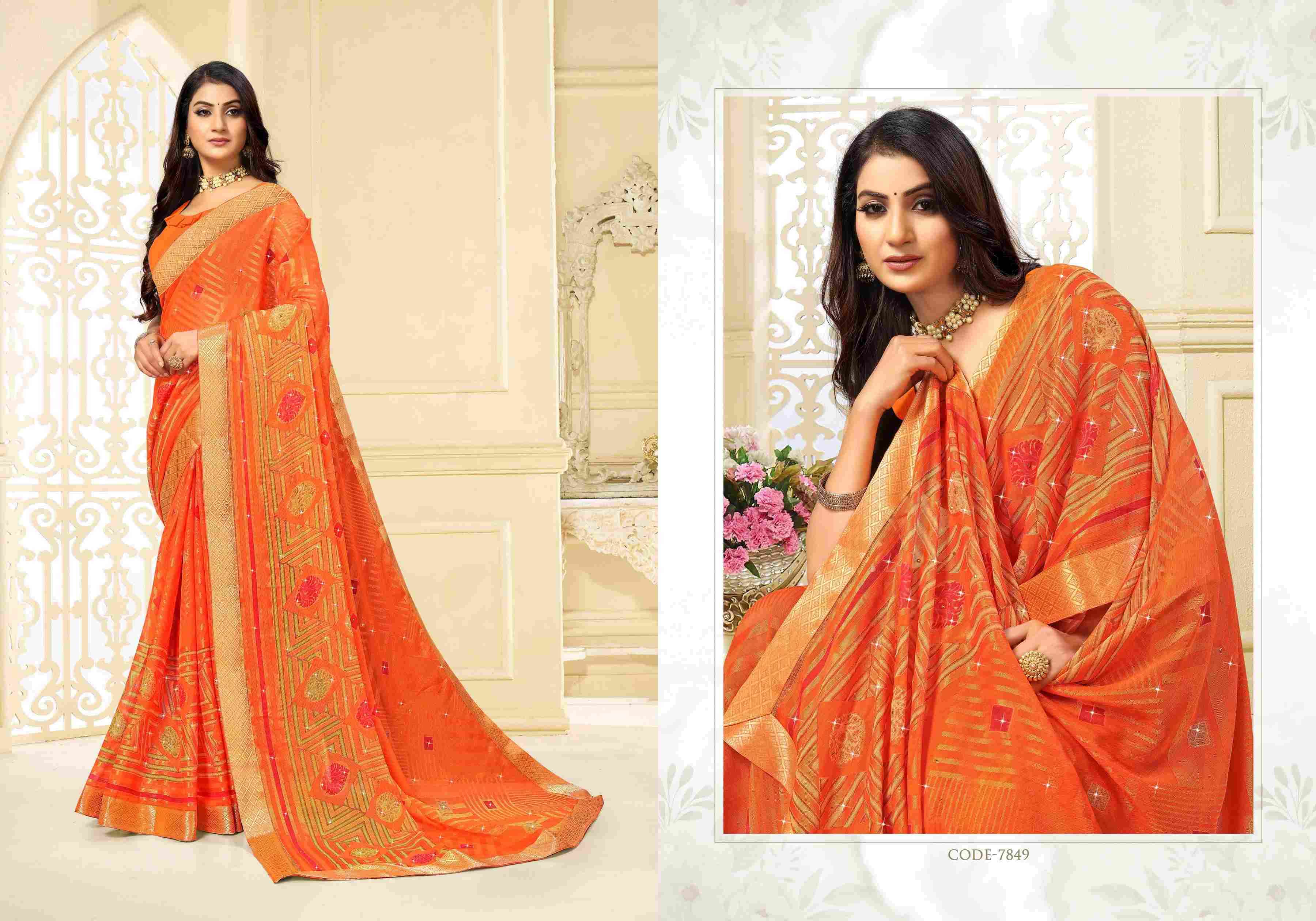 TEJASVI BY BARGAD INDIAN TRADITIONAL WEAR COLLECTION BEAUTIFUL STYLISH FANCY COLORFUL PARTY WEAR & OCCASIONAL WEAR BRASSO PRINT SAREES AT WHOLESALE PRICE