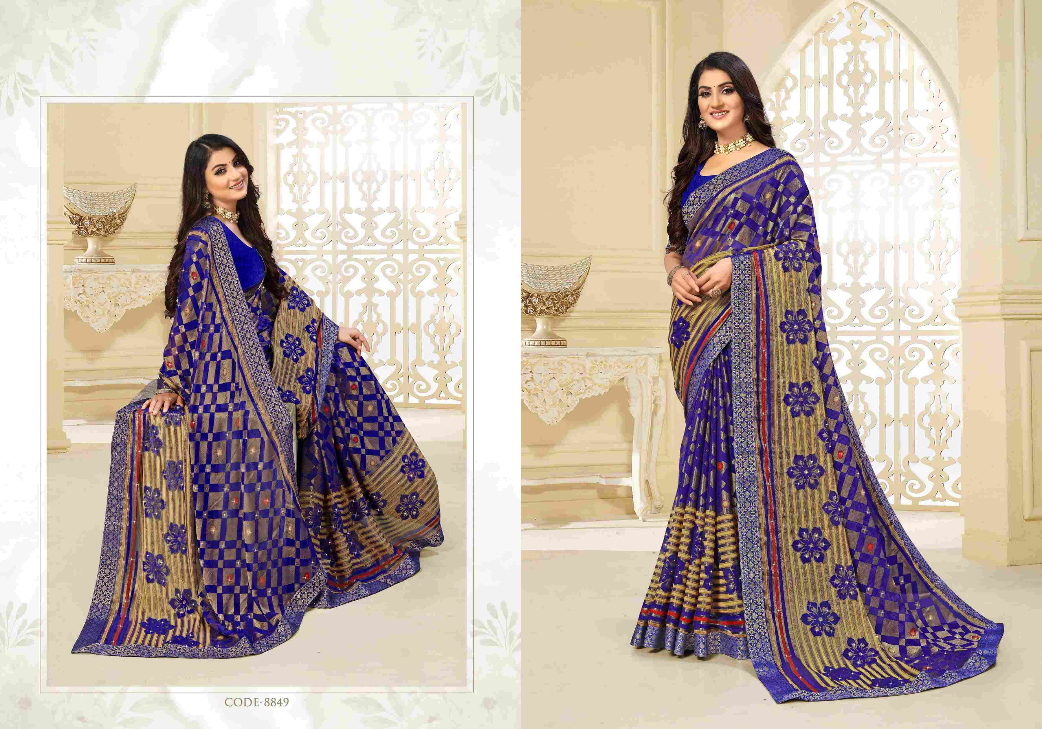 TEJASVI BY BARGAD INDIAN TRADITIONAL WEAR COLLECTION BEAUTIFUL STYLISH FANCY COLORFUL PARTY WEAR & OCCASIONAL WEAR BRASSO PRINT SAREES AT WHOLESALE PRICE