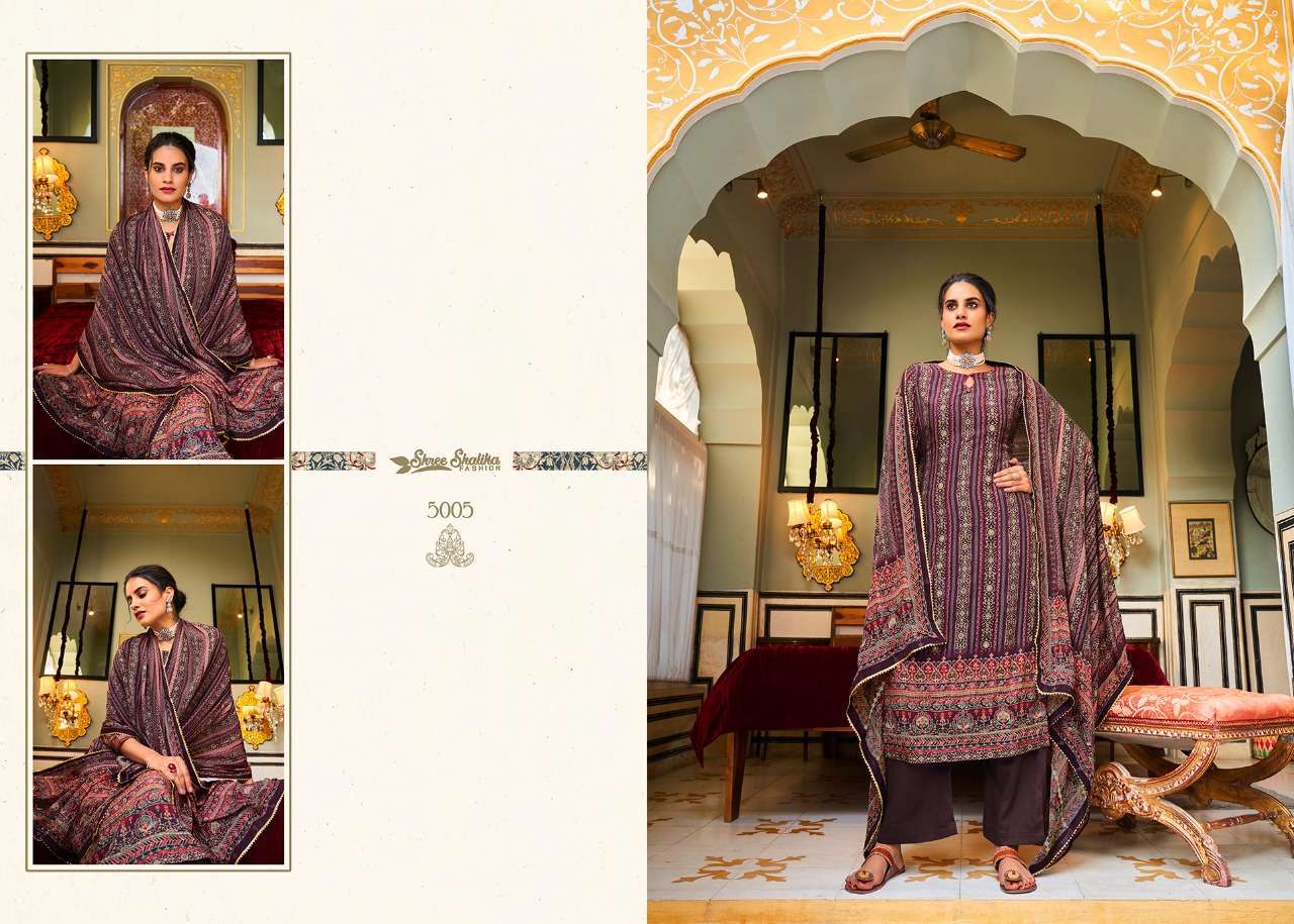 RAABTA BY SHREE SHALIKA FASHION 5001 TO 5008 SERIES BEAUTIFUL STYLISH SUITS FANCY COLORFUL CASUAL WEAR & ETHNIC WEAR & READY TO WEAR PURE MUSLIN DIGITAL PRINT WITH WORK DRESSES AT WHOLESALE PRICE