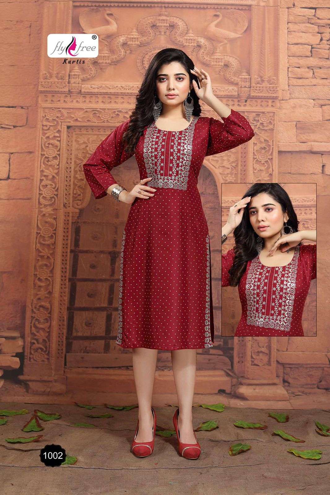 MUSKAN BY FLY FREE 1001 TO 1008 SERIES DESIGNER STYLISH FANCY COLORFUL BEAUTIFUL PARTY WEAR & ETHNIC WEAR COLLECTION RAYON EMBROIDERY KURTIS AT WHOLESALE PRICE