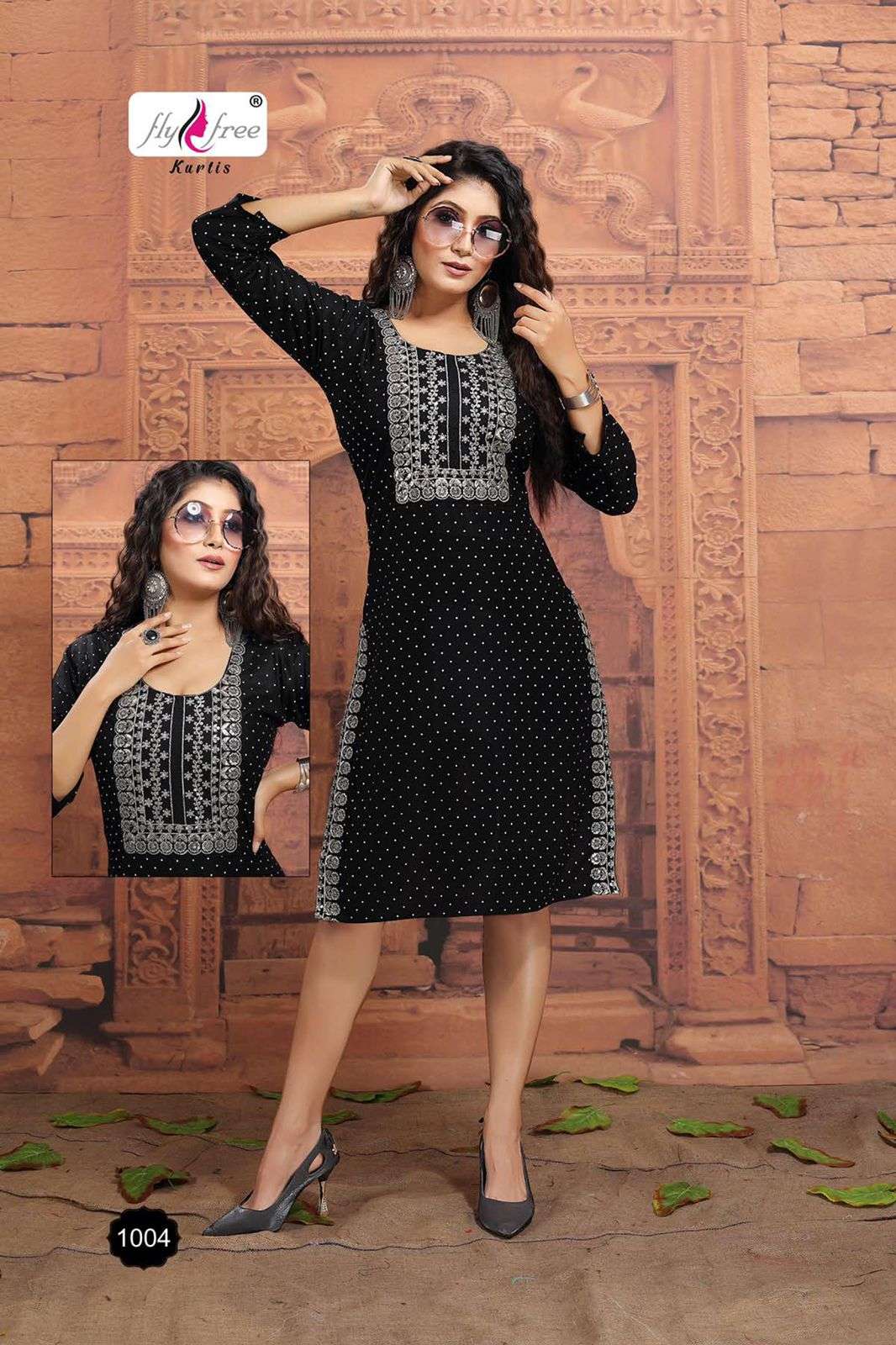 MUSKAN BY FLY FREE 1001 TO 1008 SERIES DESIGNER STYLISH FANCY COLORFUL BEAUTIFUL PARTY WEAR & ETHNIC WEAR COLLECTION RAYON EMBROIDERY KURTIS AT WHOLESALE PRICE