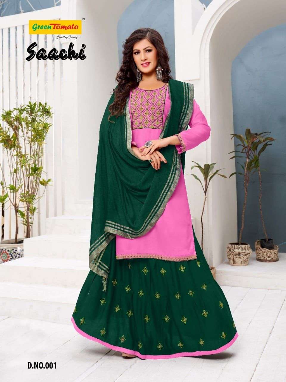 SAACHI BY GREEN TOMATO 001 TO 008 SERIES BEAUTIFUL PATIYALA SUITS COLORFUL STYLISH FANCY CASUAL WEAR & ETHNIC WEAR HEAVY RAYON DRESSES AT WHOLESALE PRICE