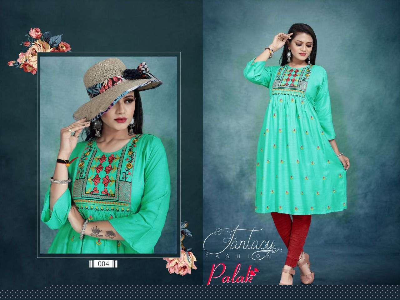 PALAK VOL-3 BY AAGYA 001 TO 010 SERIES DESIGNER STYLISH FANCY COLORFUL BEAUTIFUL PARTY WEAR & ETHNIC WEAR COLLECTION RAYON EMBROIDERY KURTIS AT WHOLESALE PRICE