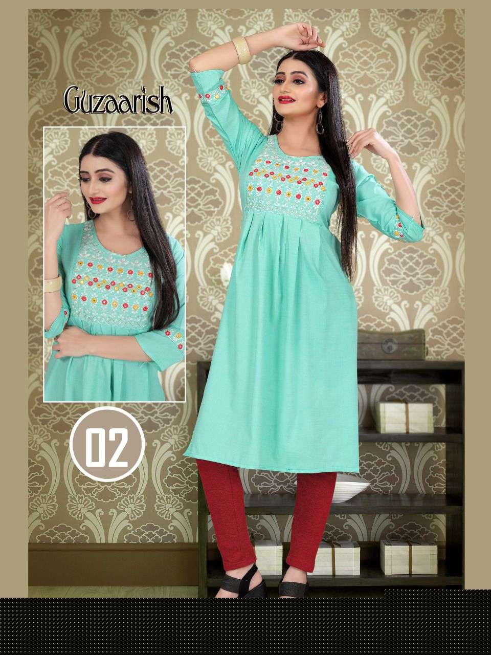 GUZAARISH BY AAGYA 01 TO 08 SERIES DESIGNER STYLISH FANCY COLORFUL BEAUTIFUL PARTY WEAR & ETHNIC WEAR COLLECTION RAYON EMBROIDERY KURTIS AT WHOLESALE PRICE