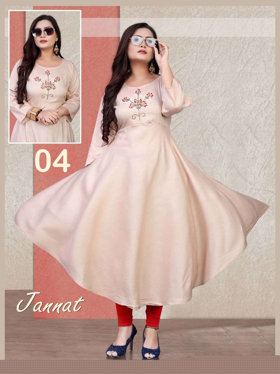JANNAT BY AAGYA 01 TO 10 SERIES DESIGNER STYLISH FANCY COLORFUL BEAUTIFUL PARTY WEAR & ETHNIC WEAR COLLECTION RAYON EMBROIDERY KURTIS AT WHOLESALE PRICE