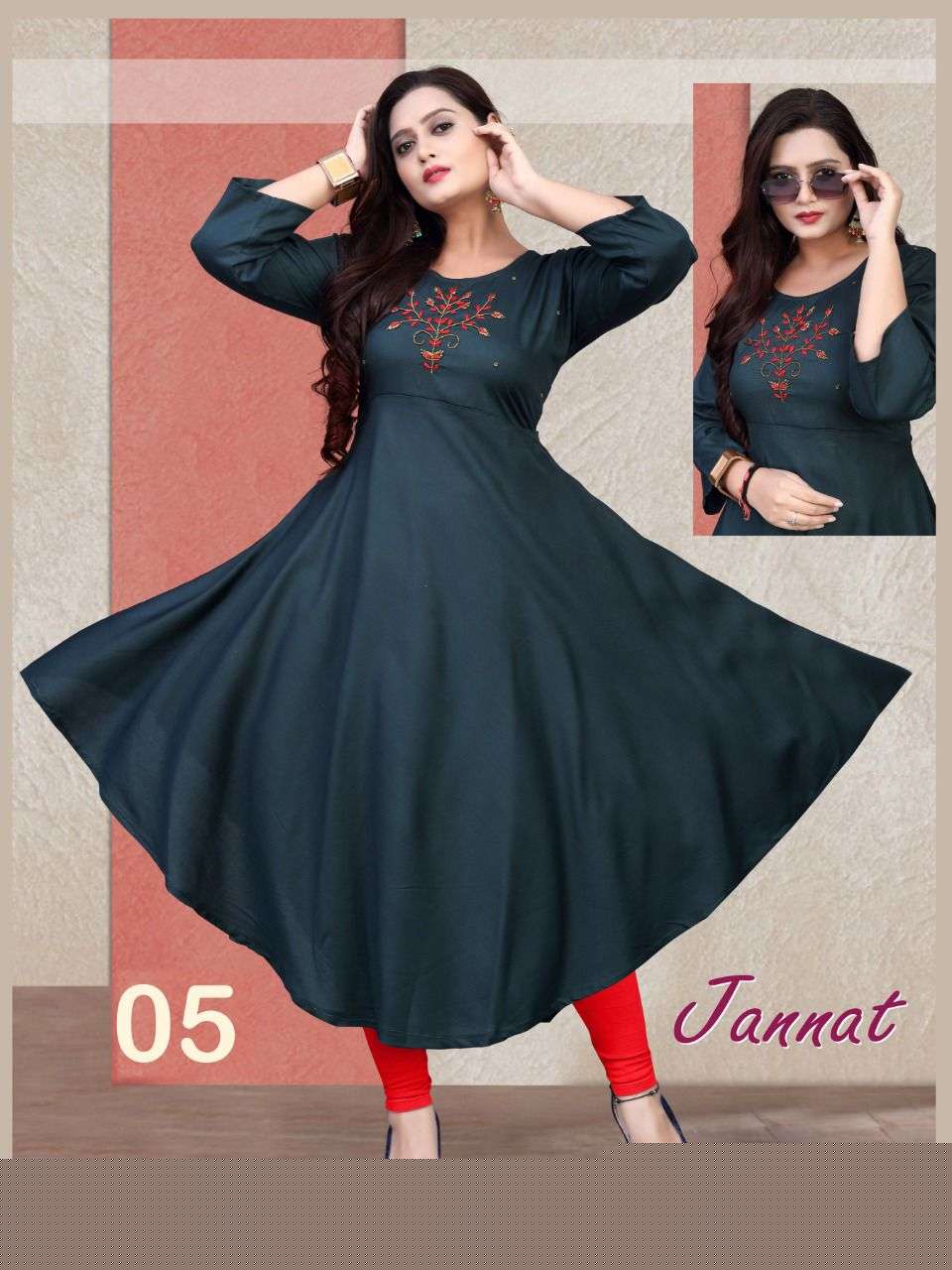 JANNAT BY AAGYA 01 TO 10 SERIES DESIGNER STYLISH FANCY COLORFUL BEAUTIFUL PARTY WEAR & ETHNIC WEAR COLLECTION RAYON EMBROIDERY KURTIS AT WHOLESALE PRICE