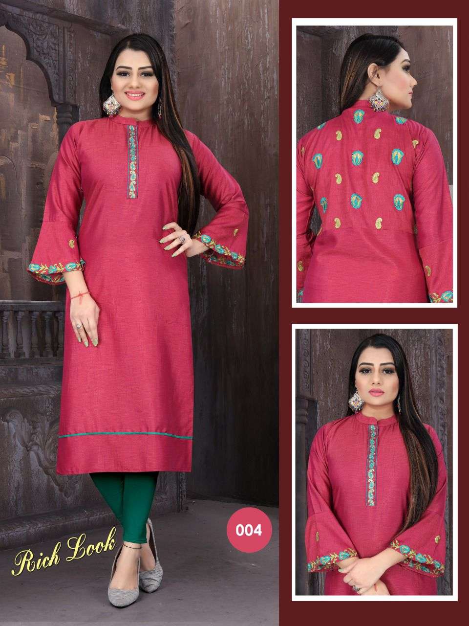 RICH LOOK BY AAGYA 001 TO 008 SERIES DESIGNER STYLISH FANCY COLORFUL BEAUTIFUL PARTY WEAR & ETHNIC WEAR COLLECTION RAYON EMBROIDERY KURTIS AT WHOLESALE PRICE