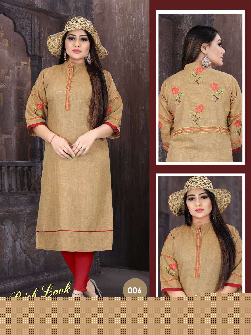 RICH LOOK BY AAGYA 001 TO 008 SERIES DESIGNER STYLISH FANCY COLORFUL BEAUTIFUL PARTY WEAR & ETHNIC WEAR COLLECTION RAYON EMBROIDERY KURTIS AT WHOLESALE PRICE