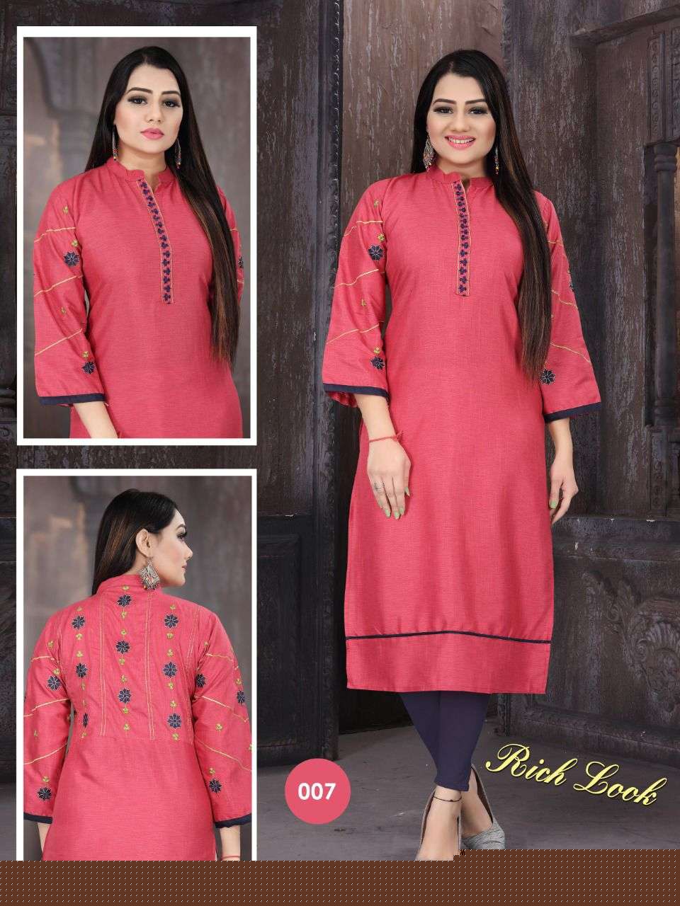 RICH LOOK BY AAGYA 001 TO 008 SERIES DESIGNER STYLISH FANCY COLORFUL BEAUTIFUL PARTY WEAR & ETHNIC WEAR COLLECTION RAYON EMBROIDERY KURTIS AT WHOLESALE PRICE