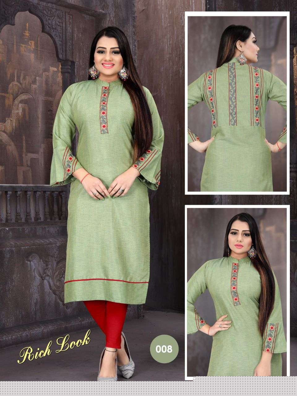 RICH LOOK BY AAGYA 001 TO 008 SERIES DESIGNER STYLISH FANCY COLORFUL BEAUTIFUL PARTY WEAR & ETHNIC WEAR COLLECTION RAYON EMBROIDERY KURTIS AT WHOLESALE PRICE