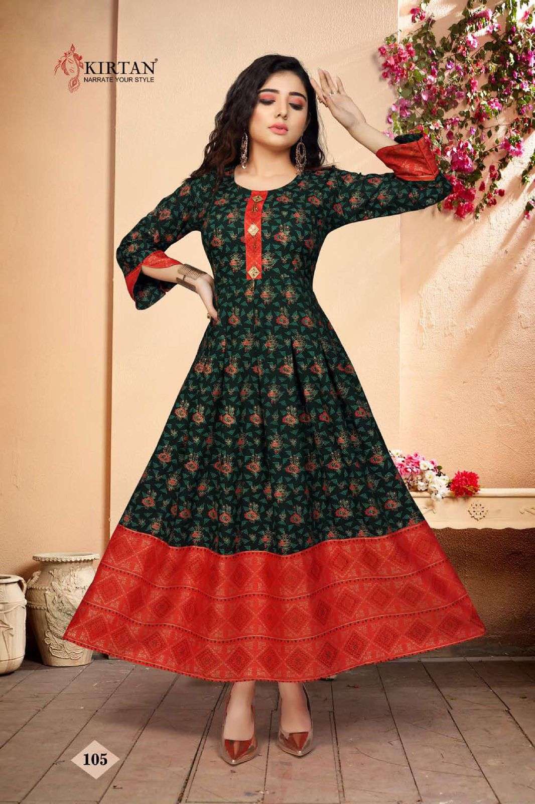 AMAYRA BY KIRTAN 101 TO 106 SERIES BEAUTIFUL STYLISH FANCY COLORFUL CASUAL WEAR & ETHNIC WEAR RAYON TWO TONW GOWNS AT WHOLESALE PRICE