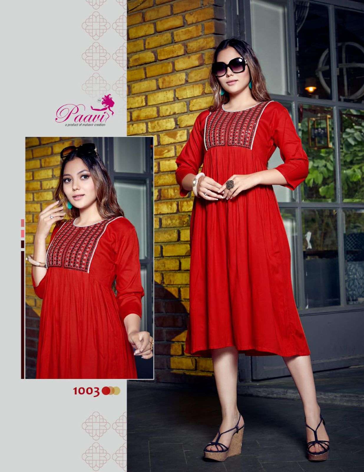 FALAK BY PAAVI 1001 TO 1008 SERIES DESIGNER STYLISH FANCY COLORFUL BEAUTIFUL PARTY WEAR & ETHNIC WEAR COLLECTION RAYON EMBROIDERY KURTIS AT WHOLESALE PRICE