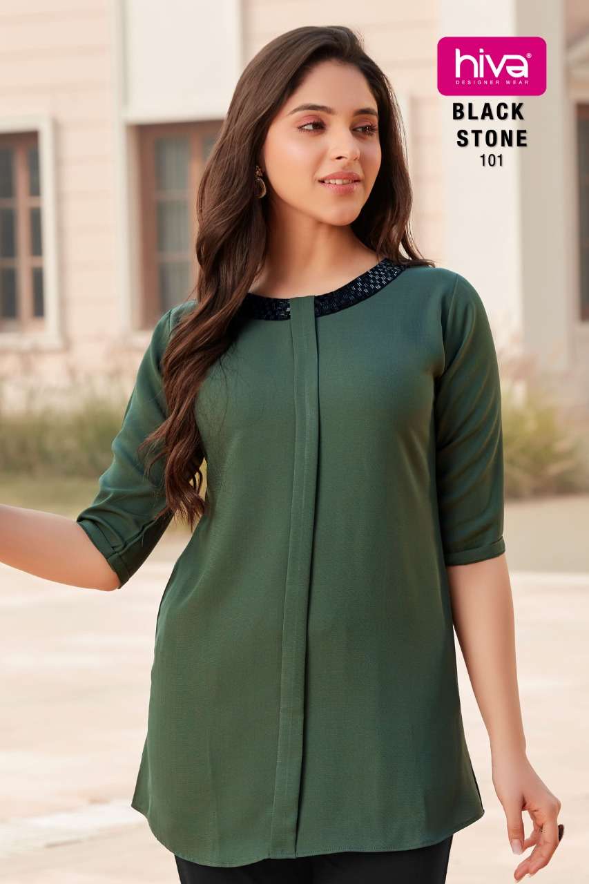 BLACK STONE BY HIVA 101 TO 105 SERIES BEAUTIFUL STYLISH FANCY COLORFUL CASUAL WEAR & ETHNIC WEAR FANCY TOPS AT WHOLESALE PRICE