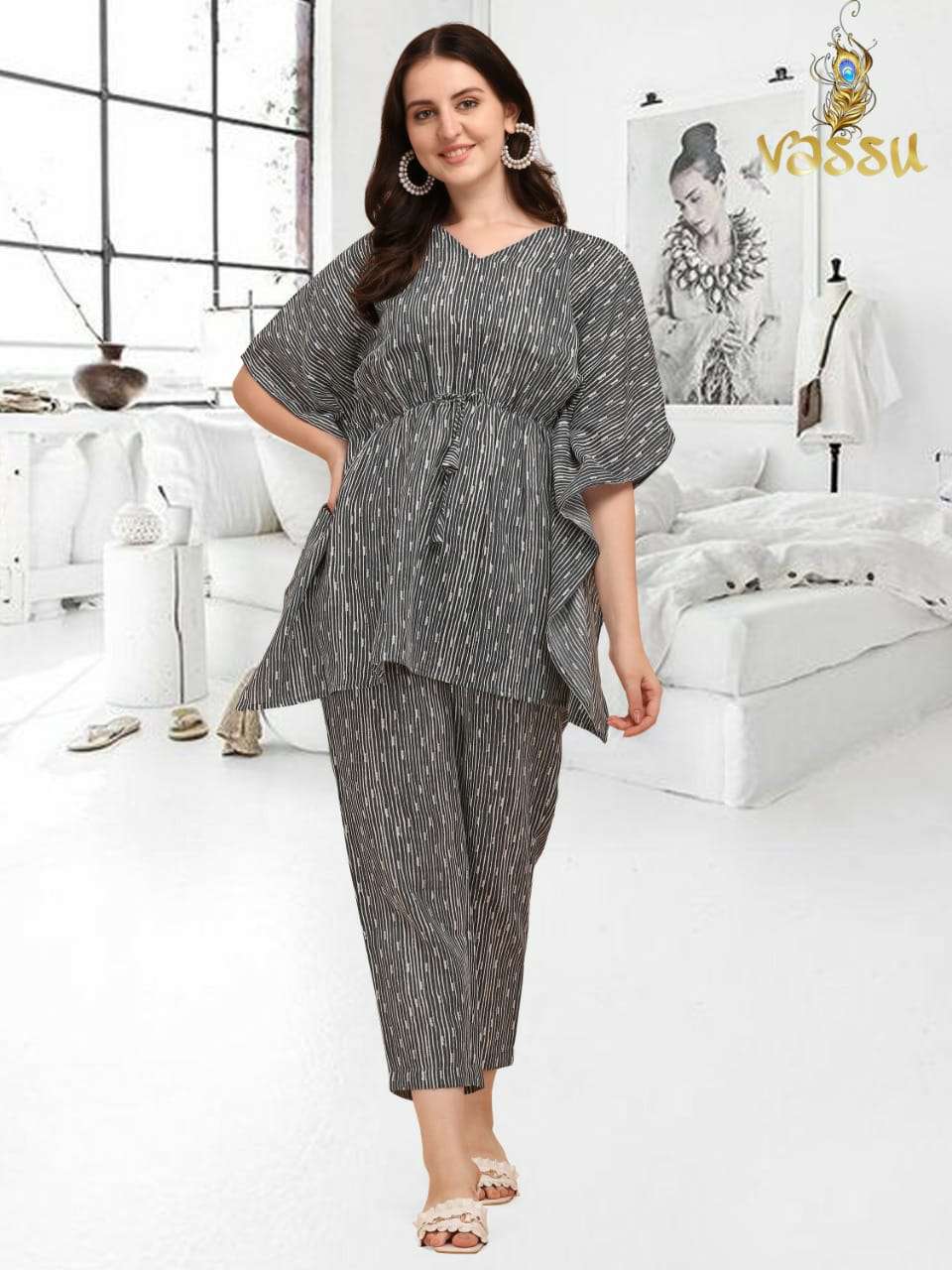 KAFTAN FASHION VOL-2 BY VASSU 201 TO 205 SERIES DESIGNER WEAR COLLECTION BEAUTIFUL STYLISH FANCY COLORFUL PARTY WEAR & OCCASIONAL WEAR COTTON KAFTAN WITH BOTTOM AT WHOLESALE PRICE