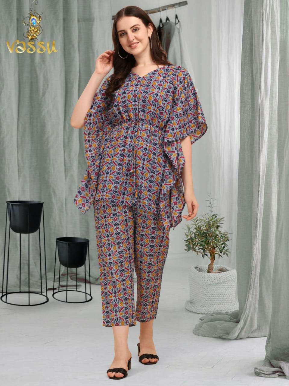 KAFTAN FASHION VOL-2 BY VASSU 201 TO 205 SERIES DESIGNER WEAR COLLECTION BEAUTIFUL STYLISH FANCY COLORFUL PARTY WEAR & OCCASIONAL WEAR COTTON KAFTAN WITH BOTTOM AT WHOLESALE PRICE