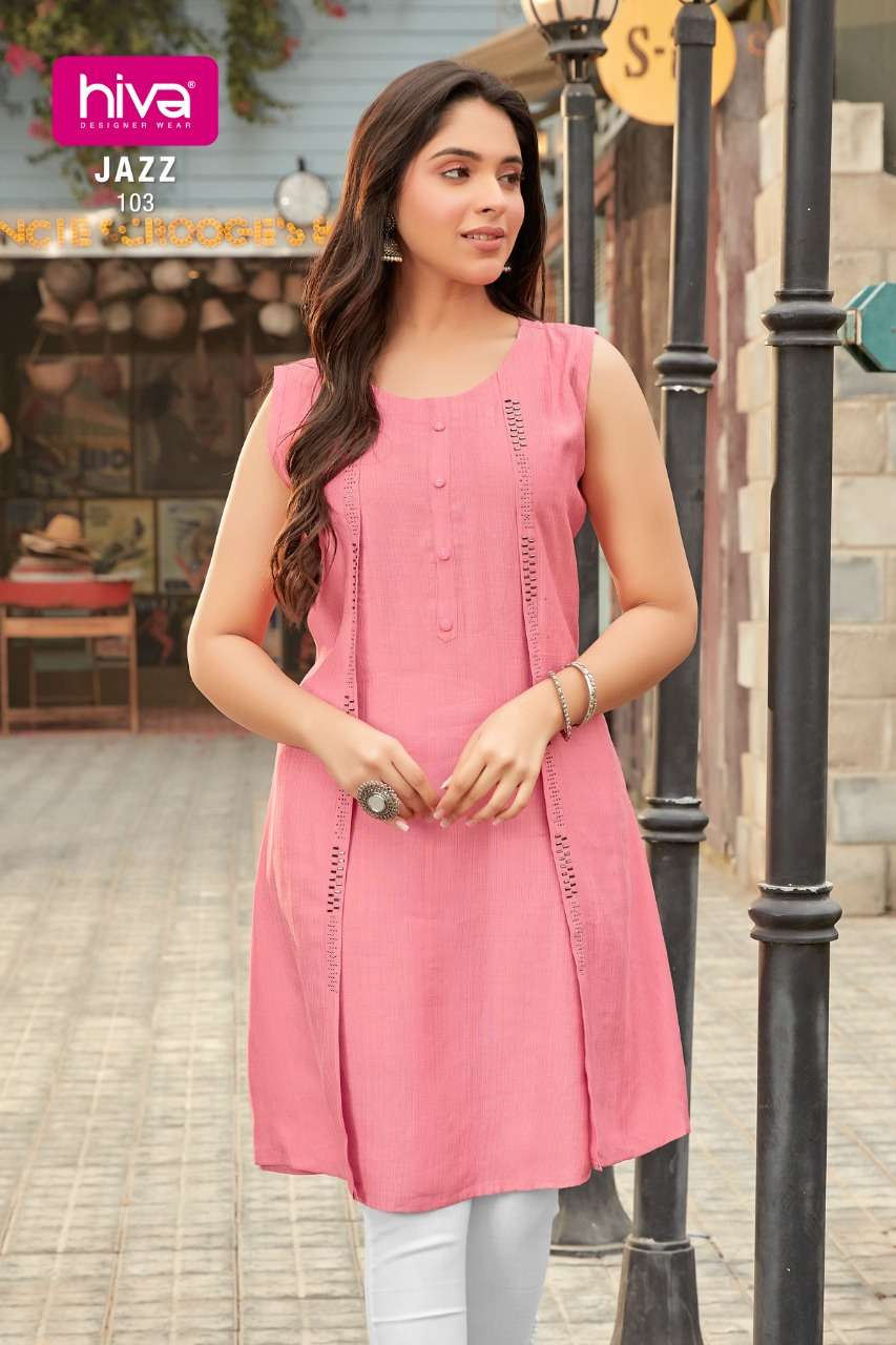 JAZZ BY HIVA 101 TO 106 SERIES DESIGNER STYLISH FANCY COLORFUL BEAUTIFUL PARTY WEAR & ETHNIC WEAR COLLECTION FANCY KURTIS AT WHOLESALE PRICE
