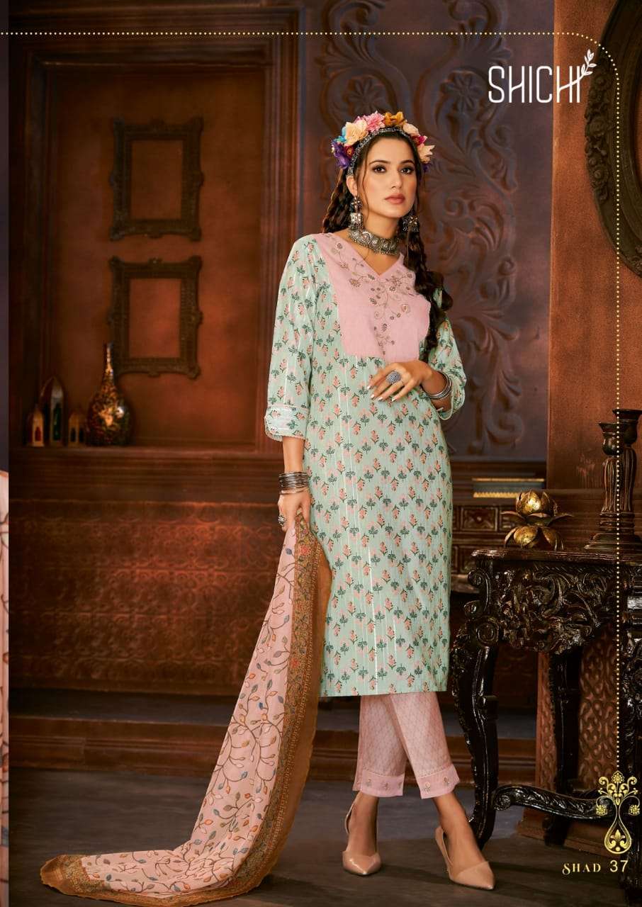 ADAA BY SHICHI 37 TO 42 SERIES BEAUTIFUL SUITS COLORFUL STYLISH FANCY CASUAL WEAR & ETHNIC WEAR POLYSTER LUREX PRINT DRESSES AT WHOLESALE PRICE