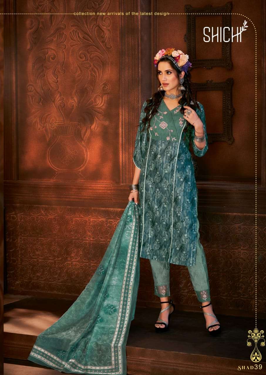 ADAA BY SHICHI 37 TO 42 SERIES BEAUTIFUL SUITS COLORFUL STYLISH FANCY CASUAL WEAR & ETHNIC WEAR POLYSTER LUREX PRINT DRESSES AT WHOLESALE PRICE