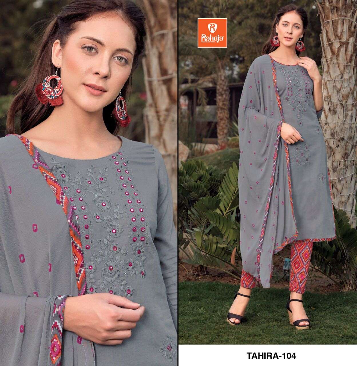 TAHIRA BY RAHEJA 101 TO 109 SERIES BEAUTIFUL SUITS COLORFUL STYLISH FANCY CASUAL WEAR & ETHNIC WEAR COTTON WITH WORK DRESSES AT WHOLESALE PRICE