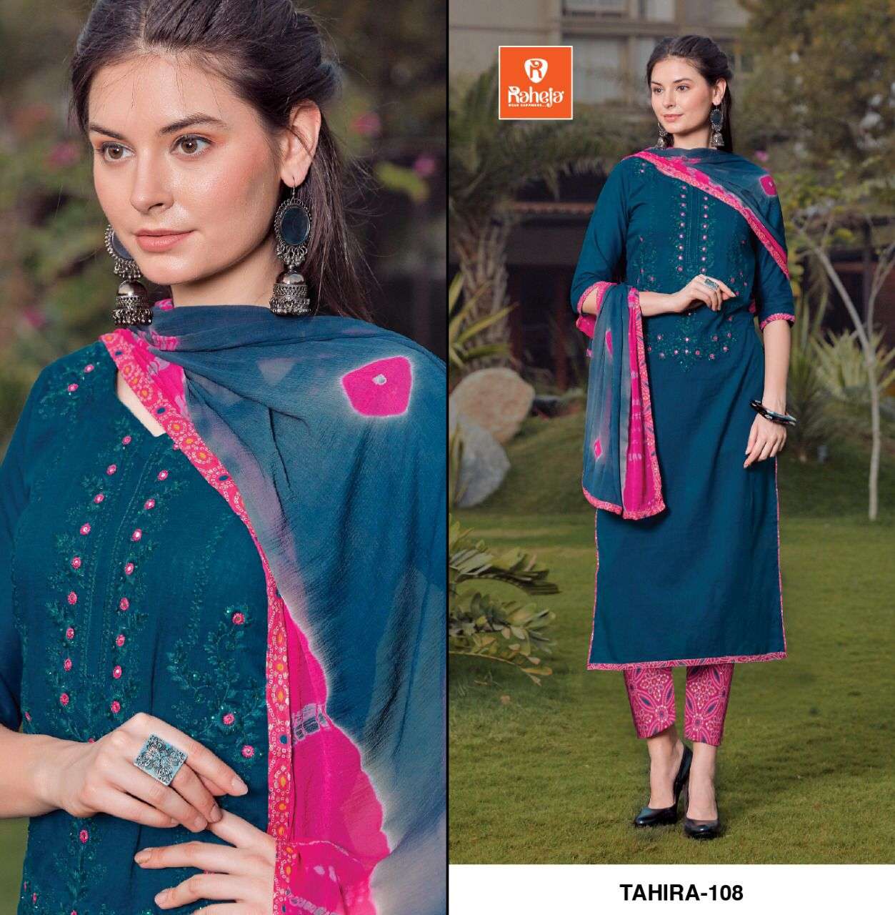 TAHIRA BY RAHEJA 101 TO 109 SERIES BEAUTIFUL SUITS COLORFUL STYLISH FANCY CASUAL WEAR & ETHNIC WEAR COTTON WITH WORK DRESSES AT WHOLESALE PRICE