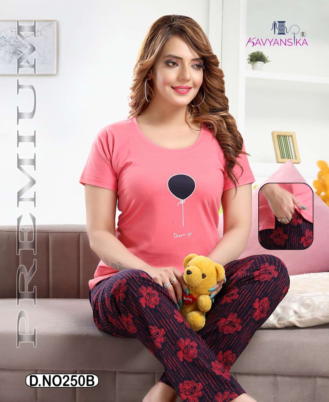 KAVYANSHIKA VOL-250 BY KAVYANSHIKA 250-A TO 250-F SERIES BEAUTIFUL STYLISH COLORFUL FANCY PARTY WEAR & ETHNIC WEAR & READY TO WEAR HOSIERY COTTON NIGHT SUITS AT WHOLESALE PRICE