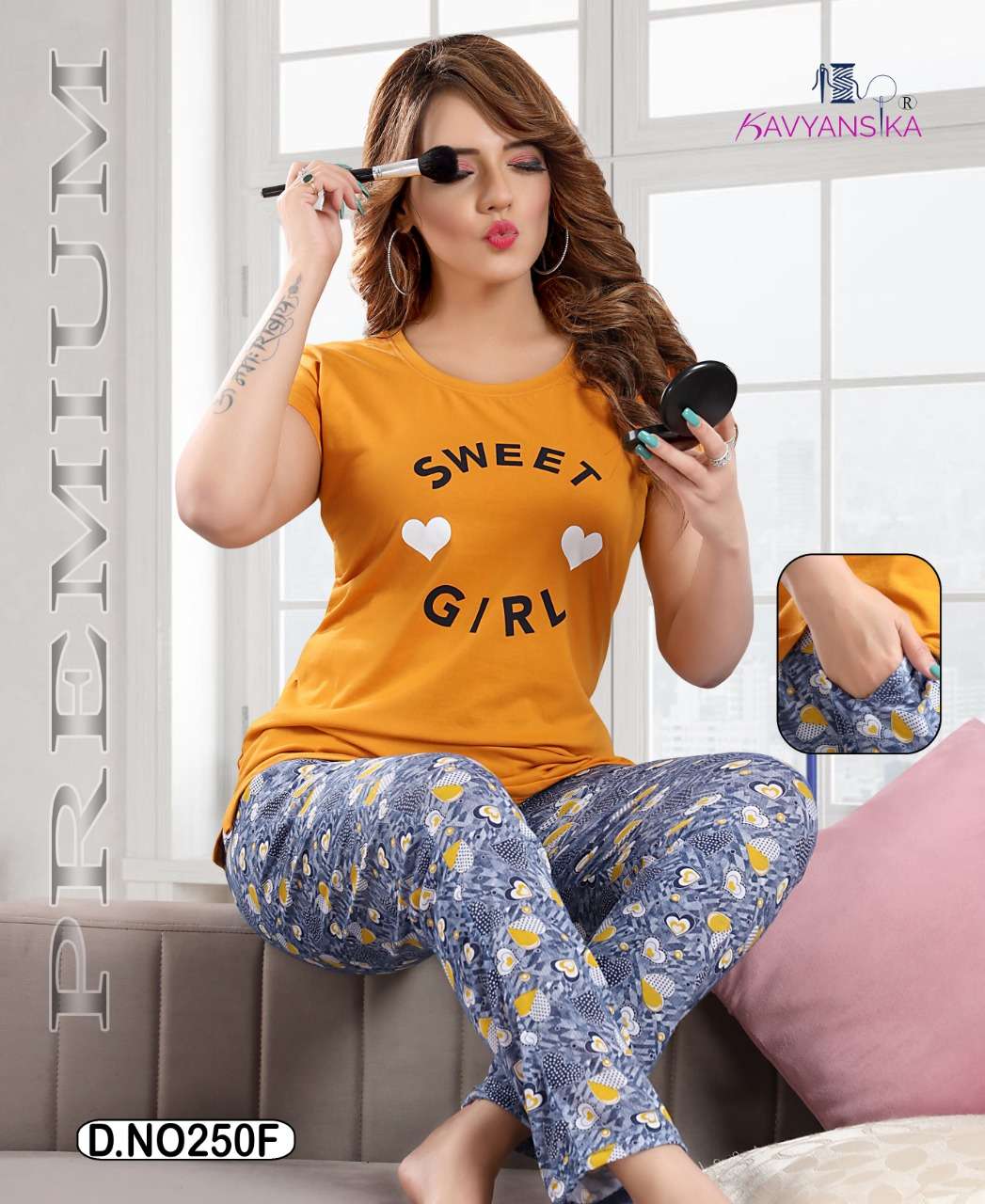 KAVYANSHIKA VOL-250 BY KAVYANSHIKA 250-A TO 250-F SERIES BEAUTIFUL STYLISH COLORFUL FANCY PARTY WEAR & ETHNIC WEAR & READY TO WEAR HOSIERY COTTON NIGHT SUITS AT WHOLESALE PRICE