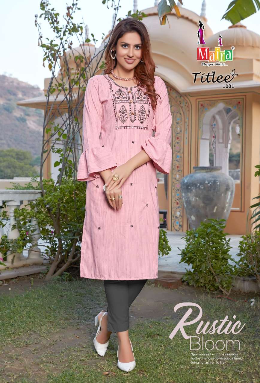 TITLEE BY MAIRA 1001 TO 1008 SERIES DESIGNER STYLISH FANCY COLORFUL BEAUTIFUL PARTY WEAR & ETHNIC WEAR COLLECTION HEAVY SILK EMBROIDERY KURTIS AT WHOLESALE PRICE