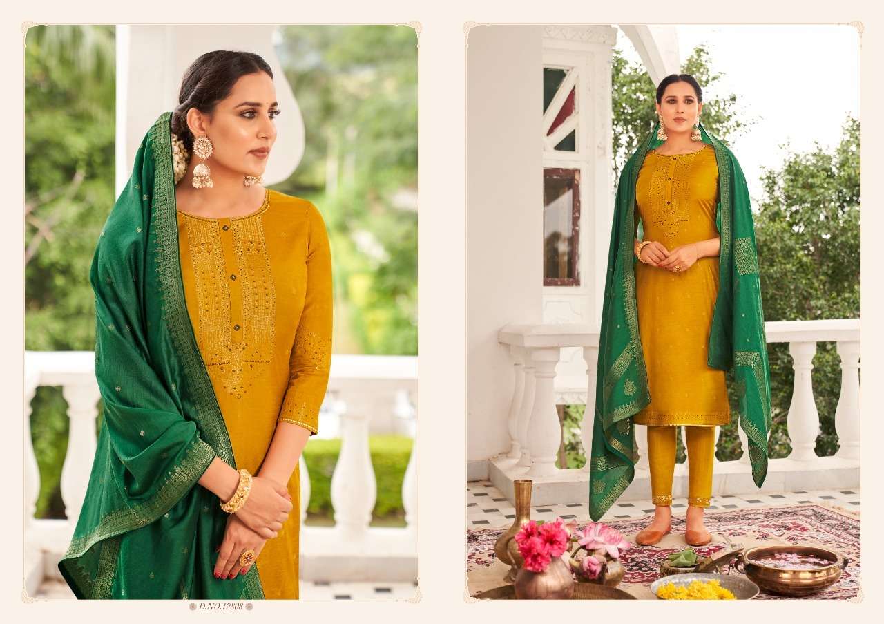 KAMLEE BY KIVI 12807 TO 12812 SERIES BEAUTIFUL SUITS COLORFUL STYLISH FANCY CASUAL WEAR & ETHNIC WEAR PURE JACQUARD DRESSES AT WHOLESALE PRICE