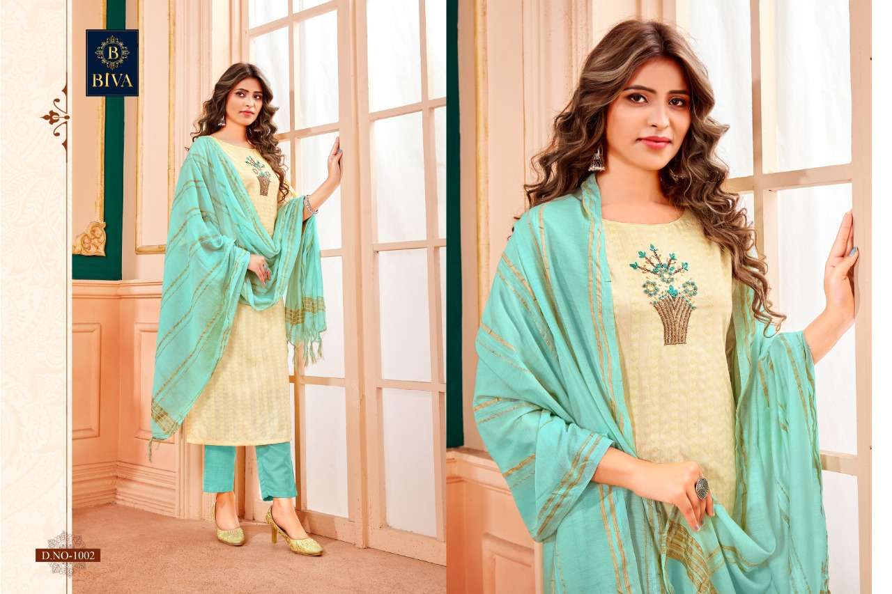 AURA BY BIVA 1001 TO 1008 SERIES BEAUTIFUL SUITS COLORFUL STYLISH FANCY CASUAL WEAR & ETHNIC WEAR HANDLOOM COTTON DRESSES AT WHOLESALE PRICE