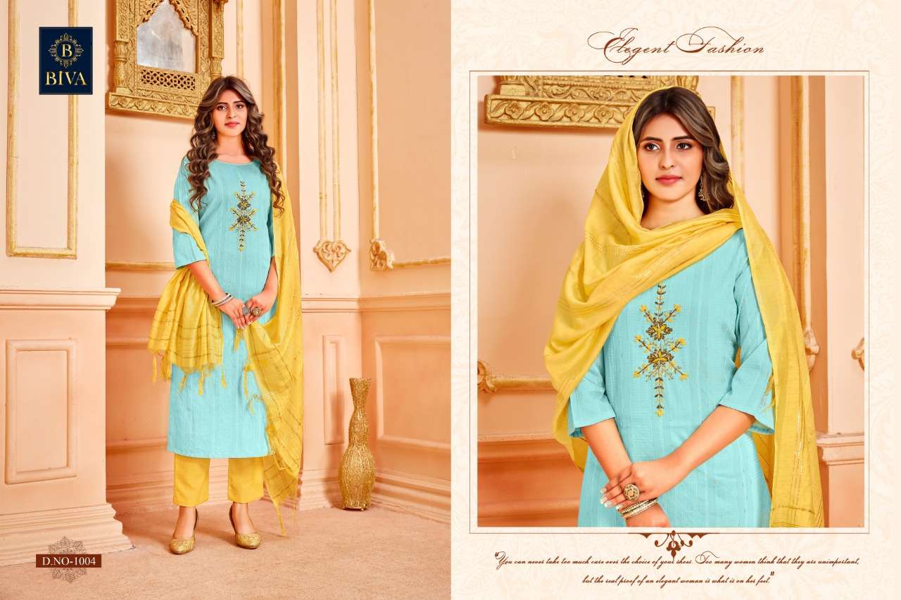 AURA BY BIVA 1001 TO 1008 SERIES BEAUTIFUL SUITS COLORFUL STYLISH FANCY CASUAL WEAR & ETHNIC WEAR HANDLOOM COTTON DRESSES AT WHOLESALE PRICE
