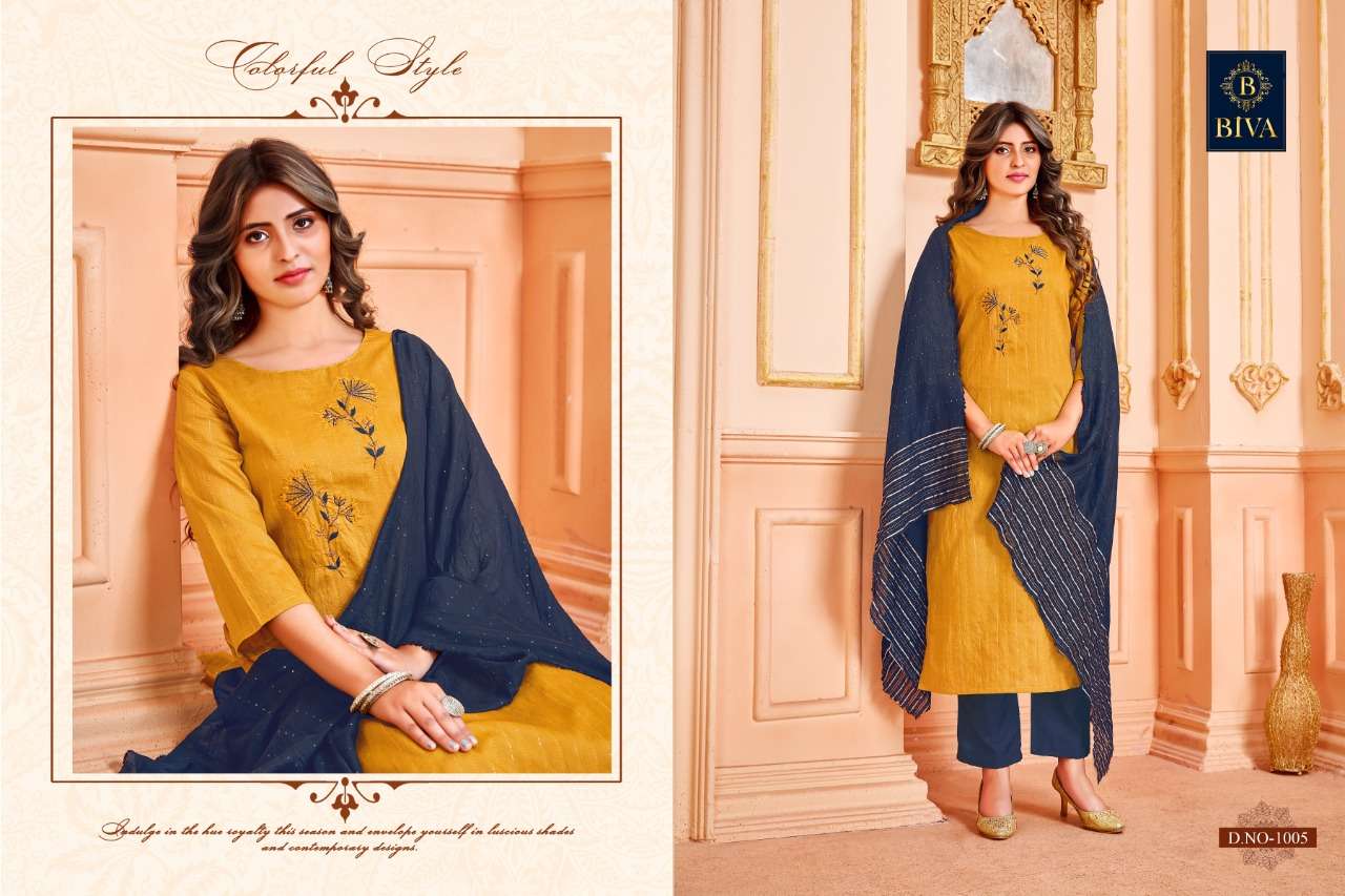AURA BY BIVA 1001 TO 1008 SERIES BEAUTIFUL SUITS COLORFUL STYLISH FANCY CASUAL WEAR & ETHNIC WEAR HANDLOOM COTTON DRESSES AT WHOLESALE PRICE