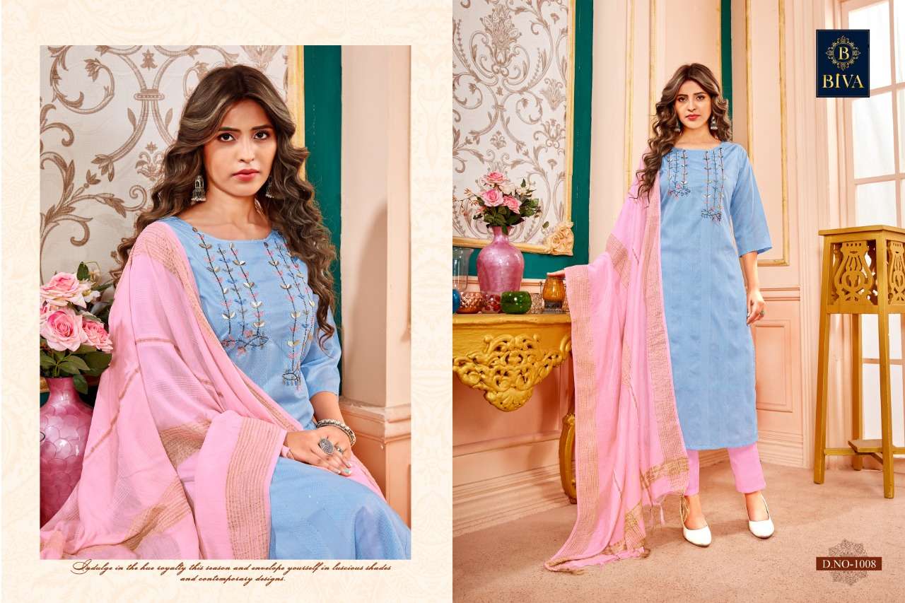 AURA BY BIVA 1001 TO 1008 SERIES BEAUTIFUL SUITS COLORFUL STYLISH FANCY CASUAL WEAR & ETHNIC WEAR HANDLOOM COTTON DRESSES AT WHOLESALE PRICE