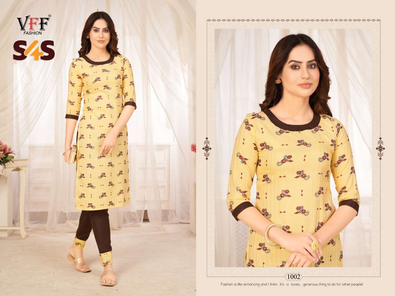 S4S BY VFF 1001 TO 1004 SERIES DESIGNER STYLISH FANCY COLORFUL BEAUTIFUL PARTY WEAR & ETHNIC WEAR COLLECTION COTTON PRINT KURTIS AT WHOLESALE PRICE