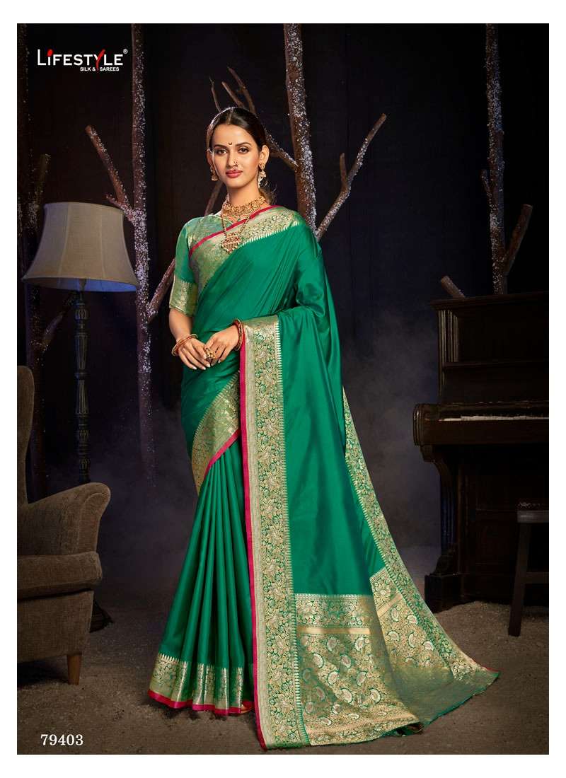 SONY SILK BY LIFESTYLE 79401 TO 79406 SERIES INDIAN TRADITIONAL WEAR COLLECTION BEAUTIFUL STYLISH FANCY COLORFUL PARTY WEAR & OCCASIONAL WEAR LICHI SILK SAREES AT WHOLESALE PRICE