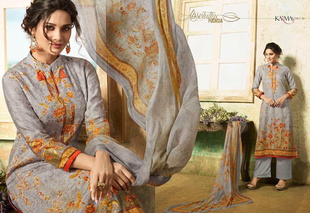 AMAIRA 180 SERIES BY KARMA TRENDZ 180 TO 187 SERIES BEAUTIFUL STYLISH FANCY COLORFUL PARTY WEAR & ETHNIC WEAR CAMBRIC COTTON DIGITAL PRINT DRESSES AT WHOLESALE PRICE