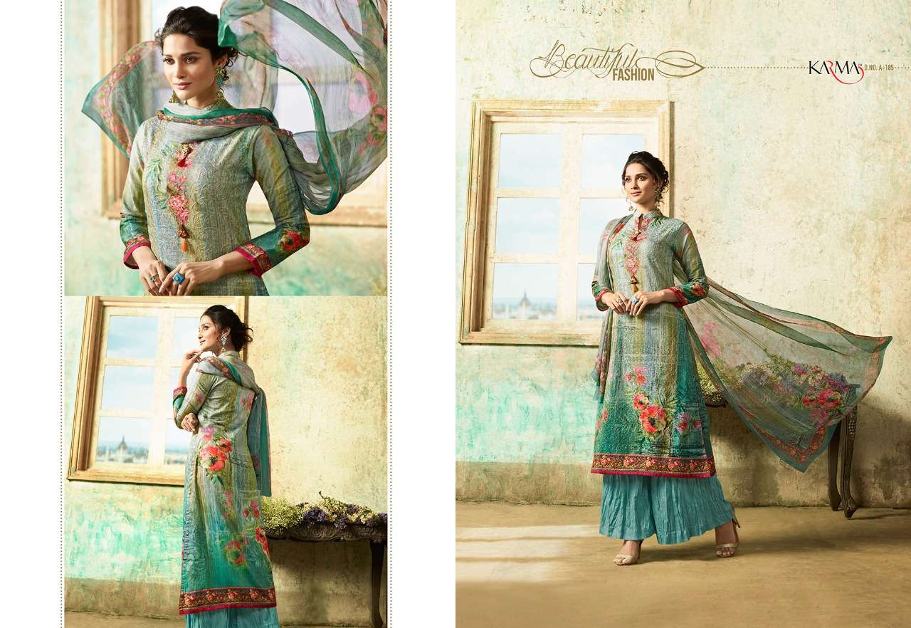 AMAIRA 180 SERIES BY KARMA TRENDZ 180 TO 187 SERIES BEAUTIFUL STYLISH FANCY COLORFUL PARTY WEAR & ETHNIC WEAR CAMBRIC COTTON DIGITAL PRINT DRESSES AT WHOLESALE PRICE