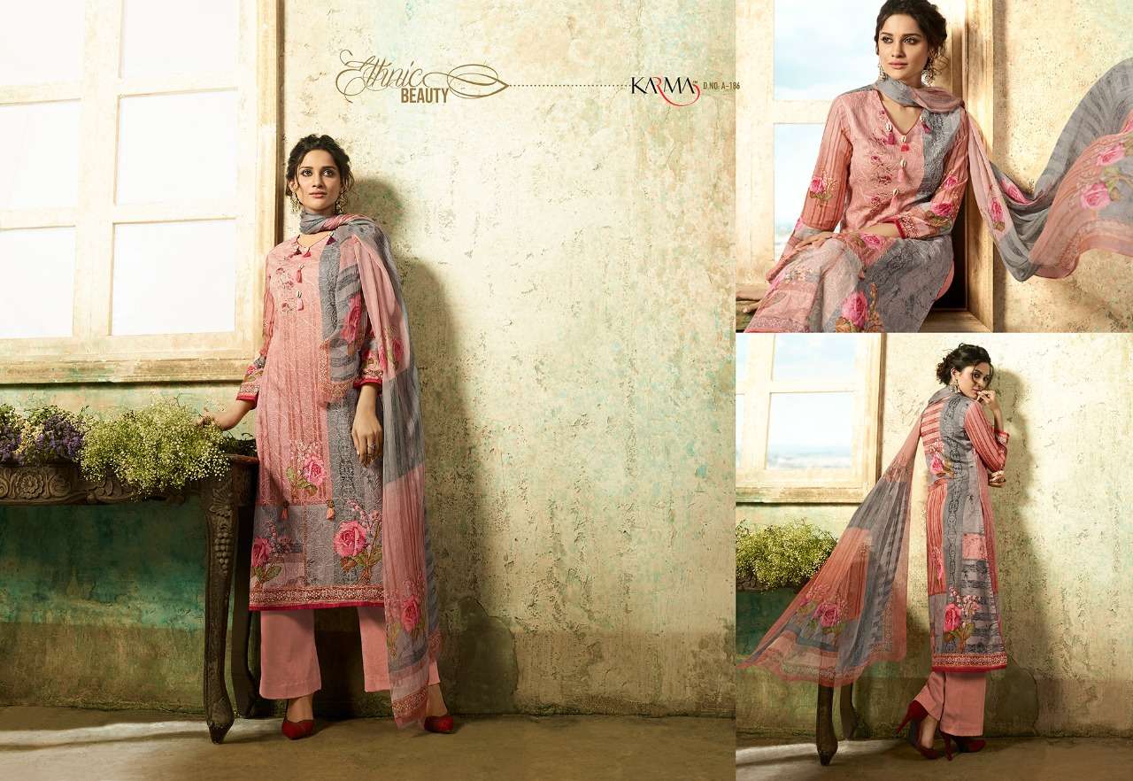 AMAIRA 180 SERIES BY KARMA TRENDZ 180 TO 187 SERIES BEAUTIFUL STYLISH FANCY COLORFUL PARTY WEAR & ETHNIC WEAR CAMBRIC COTTON DIGITAL PRINT DRESSES AT WHOLESALE PRICE