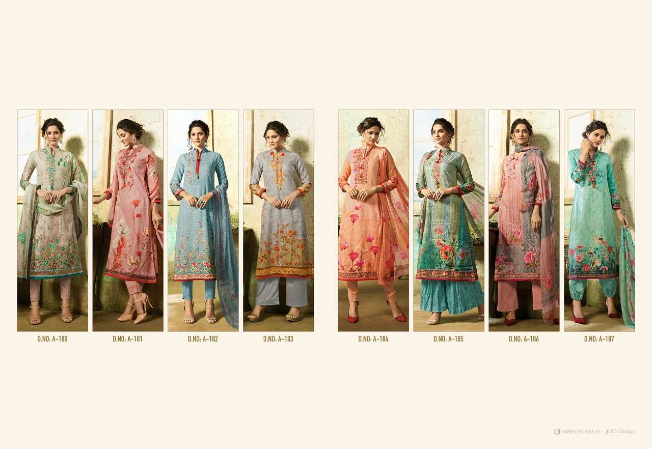AMAIRA 180 SERIES BY KARMA TRENDZ 180 TO 187 SERIES BEAUTIFUL STYLISH FANCY COLORFUL PARTY WEAR & ETHNIC WEAR CAMBRIC COTTON DIGITAL PRINT DRESSES AT WHOLESALE PRICE