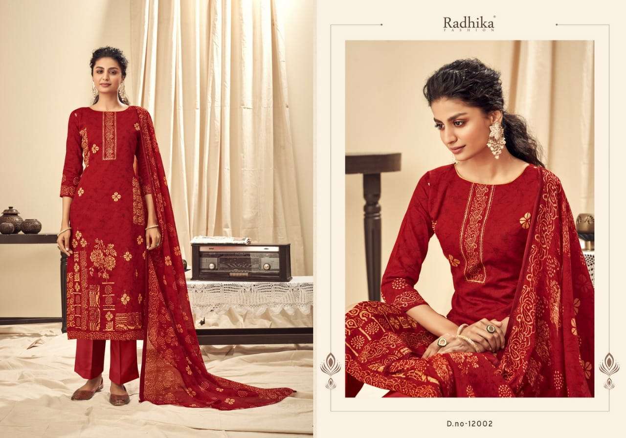 KIYARA BY AZARA 12001 TO 12008 SERIES BEAUTIFUL STYLISH SUITS FANCY COLORFUL CASUAL WEAR & ETHNIC WEAR & READY TO WEAR JAM COTTON PRINTED DRESSES AT WHOLESALE PRICE