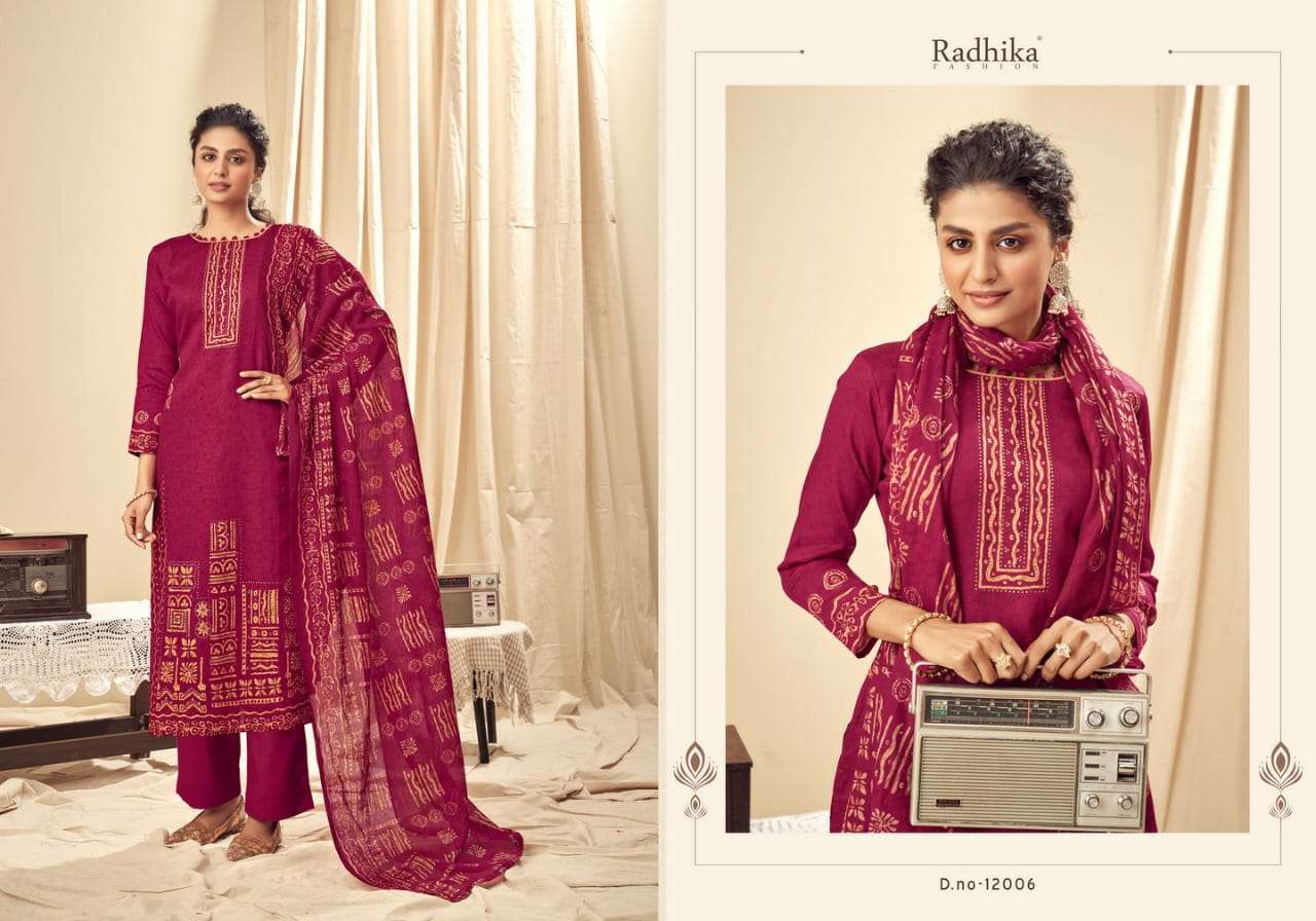 KIYARA BY AZARA 12001 TO 12008 SERIES BEAUTIFUL STYLISH SUITS FANCY COLORFUL CASUAL WEAR & ETHNIC WEAR & READY TO WEAR JAM COTTON PRINTED DRESSES AT WHOLESALE PRICE