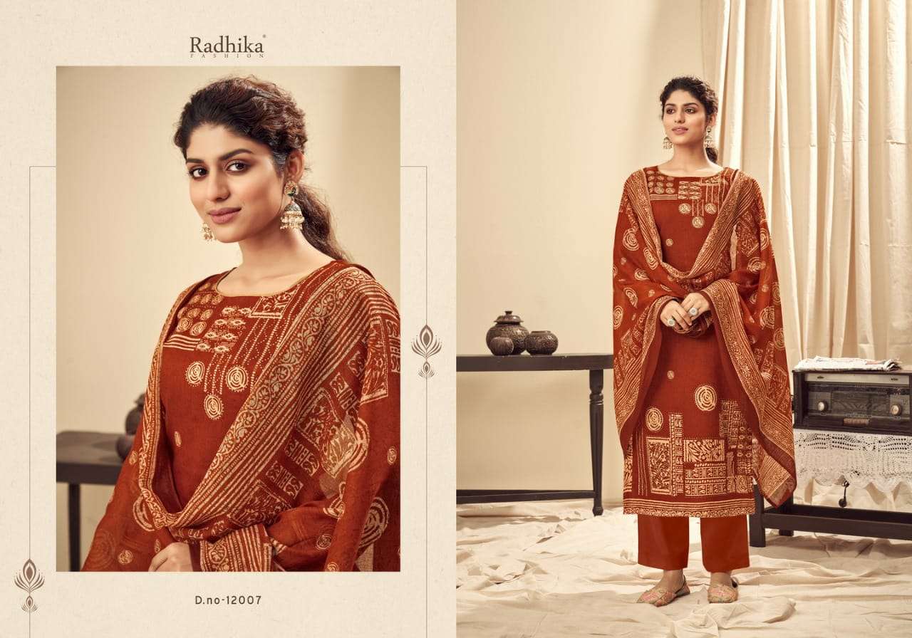 KIYARA BY AZARA 12001 TO 12008 SERIES BEAUTIFUL STYLISH SUITS FANCY COLORFUL CASUAL WEAR & ETHNIC WEAR & READY TO WEAR JAM COTTON PRINTED DRESSES AT WHOLESALE PRICE