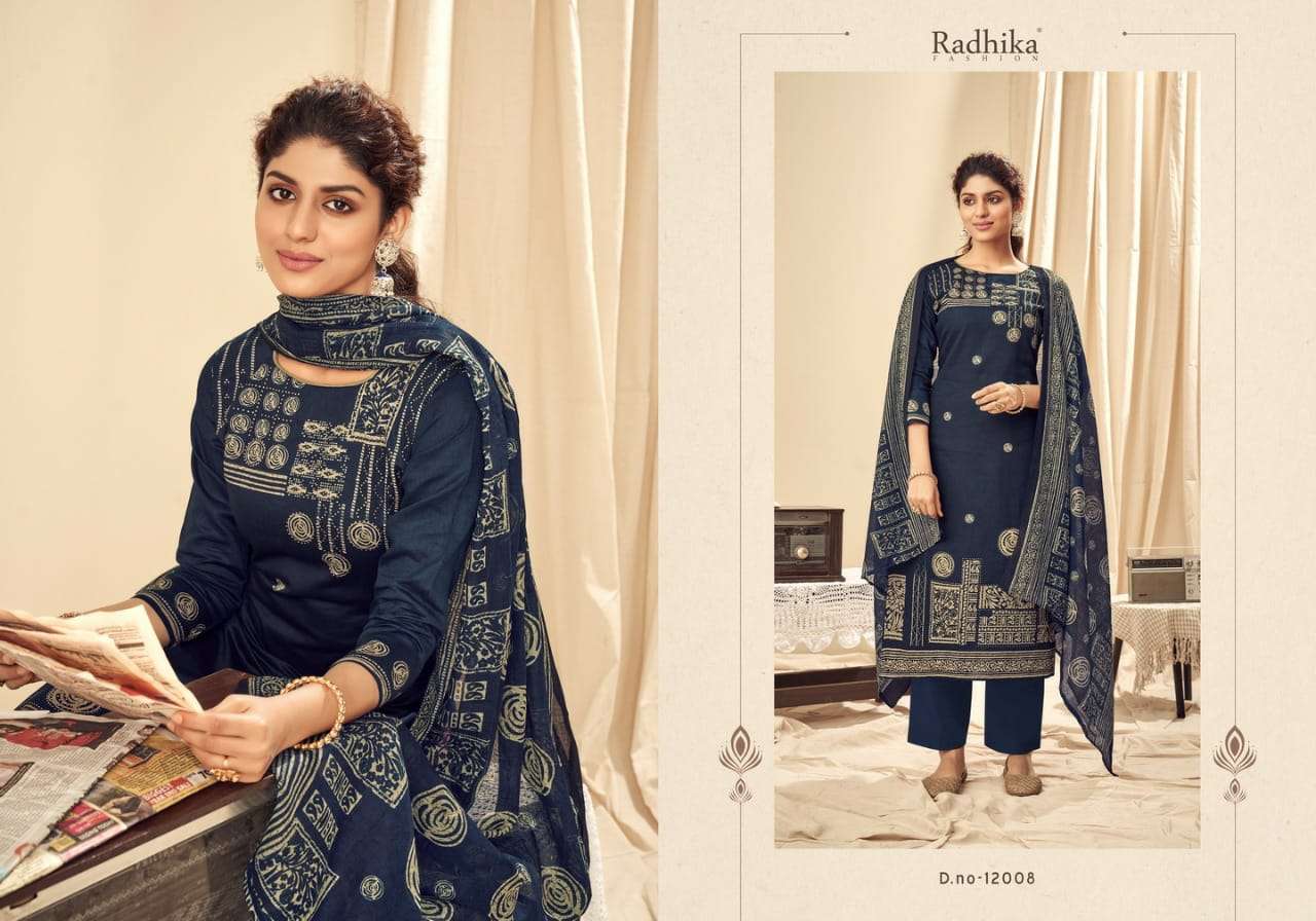 KIYARA BY AZARA 12001 TO 12008 SERIES BEAUTIFUL STYLISH SUITS FANCY COLORFUL CASUAL WEAR & ETHNIC WEAR & READY TO WEAR JAM COTTON PRINTED DRESSES AT WHOLESALE PRICE